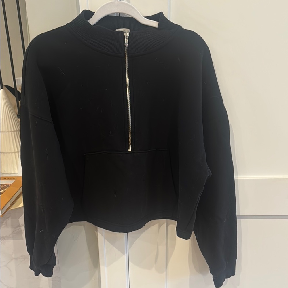 PINK Victoria's Secret Black Oversized Crop Hoodie